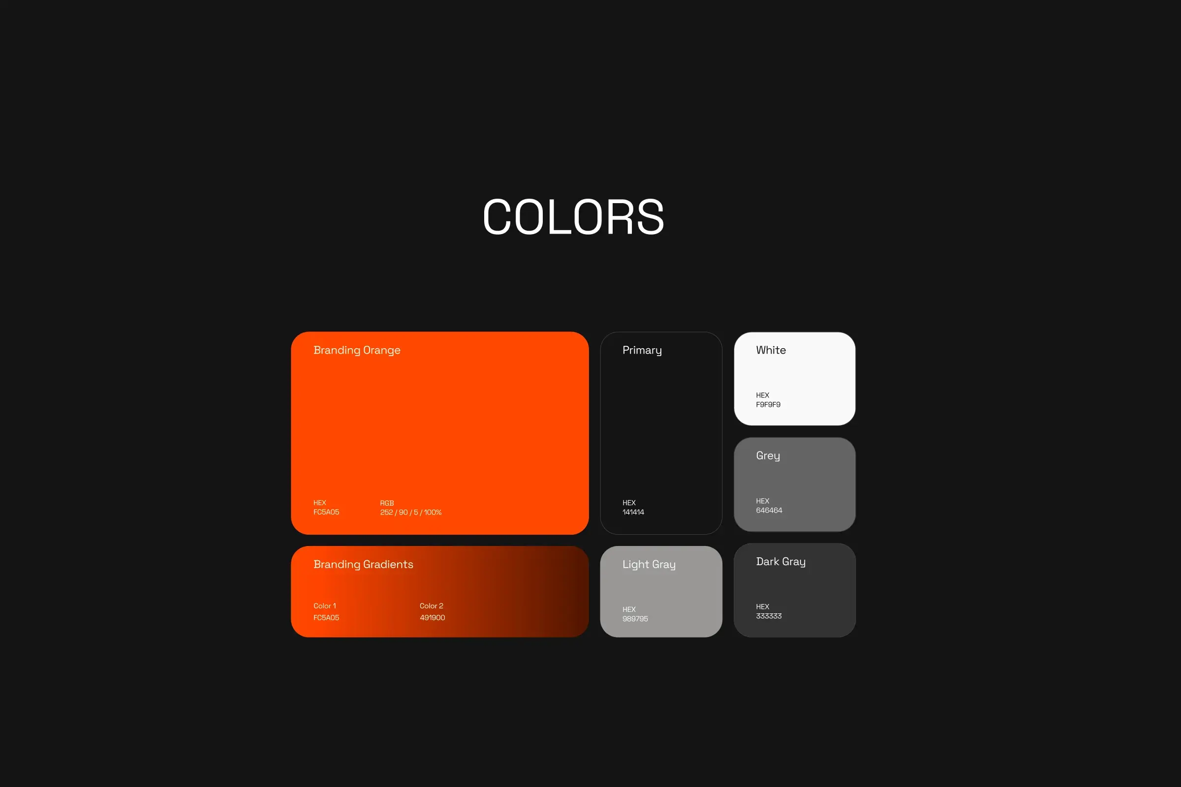 Gear6 motorcycle app color system featuring signature orange, black, white and neutral brand colors
